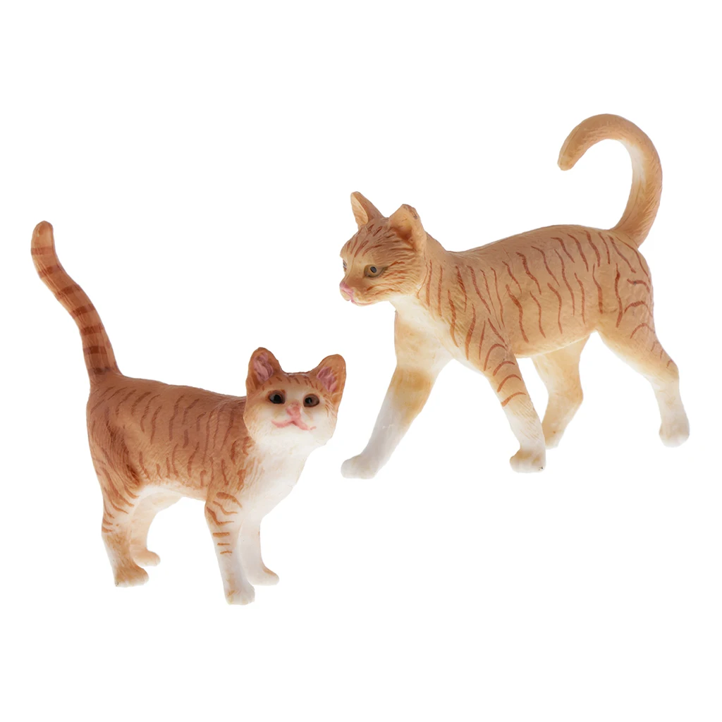 2pcs/set Cute Cat Figure Toys Realistic Cat Models Figurines Realistic Animal Model Cat Figurines Collectibles Toys Decor Toy