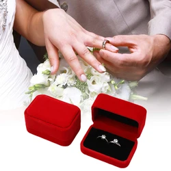 Square Velvet Couple Double Ring Box Ring Earing Holder Case Display Wedding Engagement Ring Organizer Jewelry Packaging Box New