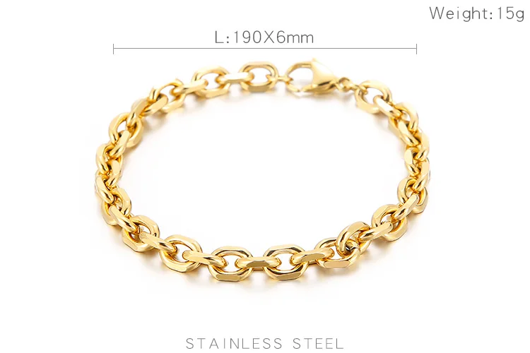 Karen 4mm 5mm 6mm 10mm O-Chain Simple Fashion Men's Stainless Steel Bracelet Custom