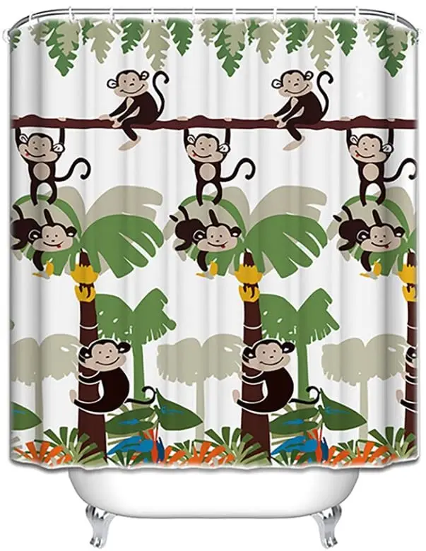 Funny Bath Accessories,Monkey Shower Curtain