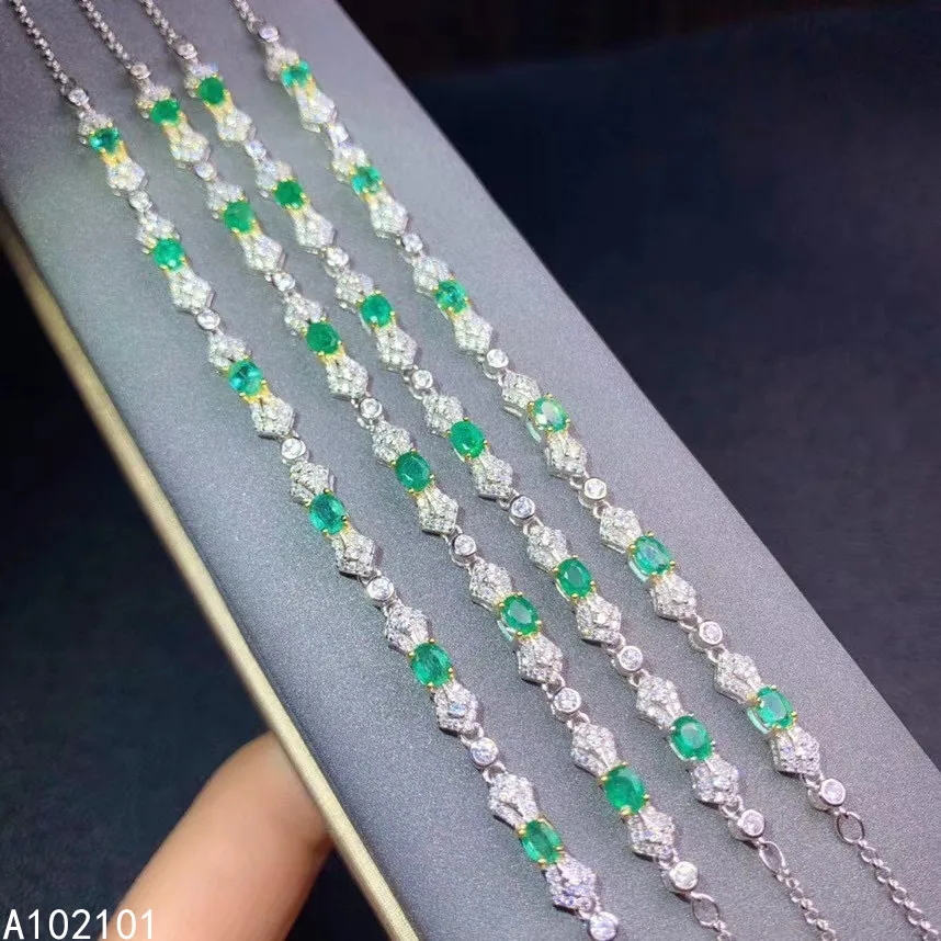 KJJEAXCMY fine jewelry S925 sterling silver inlaid natural Emerald Girl new vintage hand Bracelet Support test Chinese style
