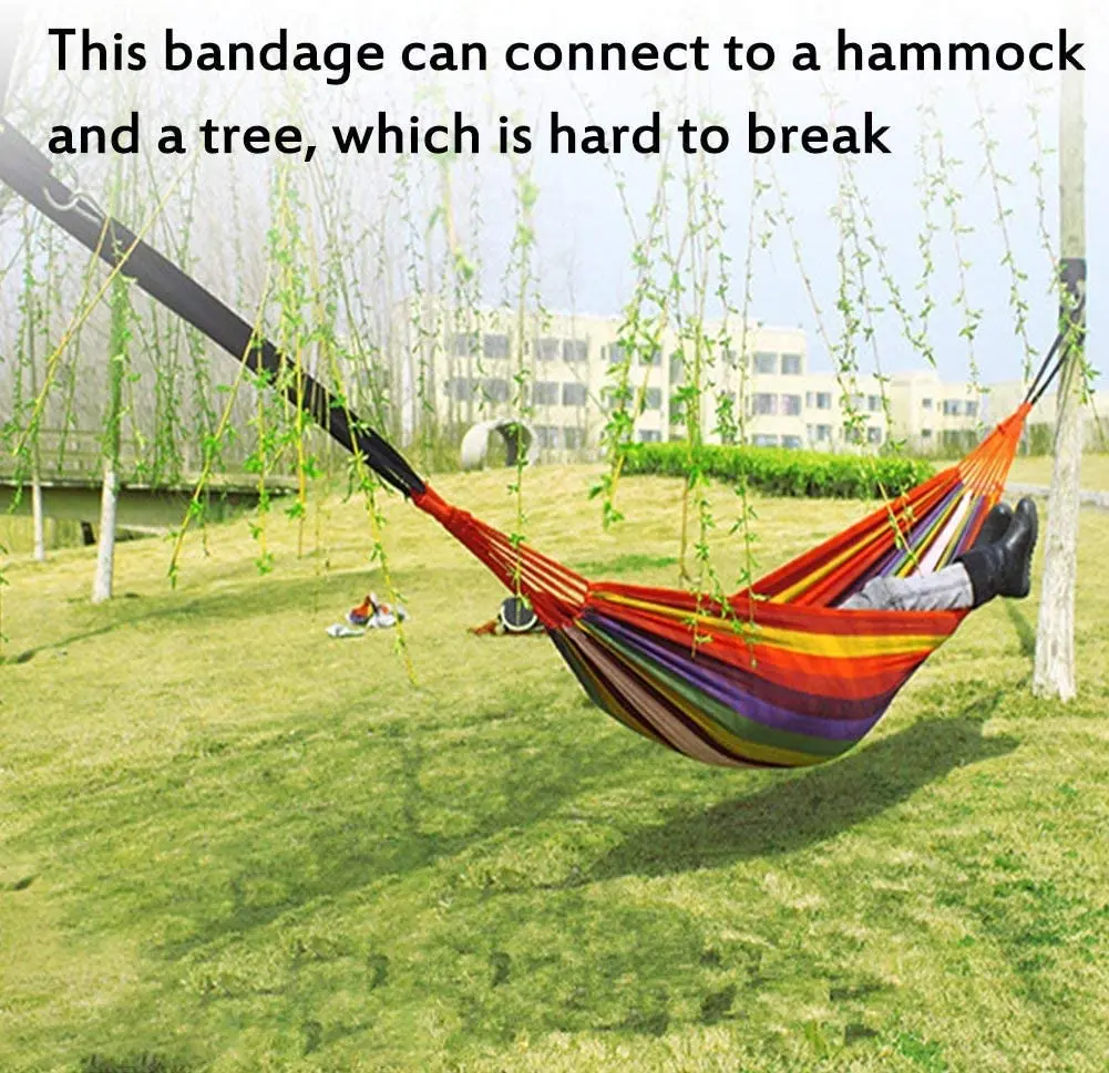 One คู่ Tree Swing ชุดสายเปลญวน Camping ความจุ350กก.เชือก Carabiner กลางแจ้ง Hiking Hammock แขวนเข็มขัด