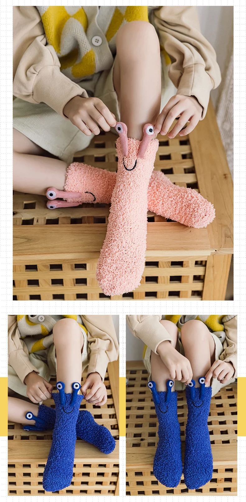 Baby Mädchen Winter Korallen-Plus-Velours Verdickende Socken Wärmere Großaugige Kälteschutz Cartoon Niedliche Schnecken-Socken für Kleinkinder und Kinder Prinzessinnen-Socken – Detail 11