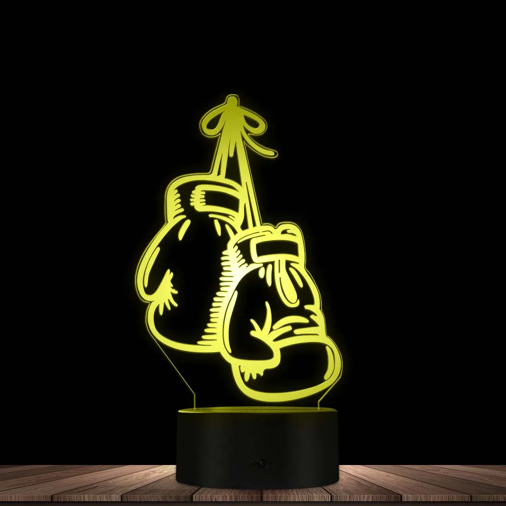 Boxing Gloves Novelty Table Night Light LED Desk Night Lamp Touch Control Engraved Gift 7 Color Change Boxing GYM Decoration