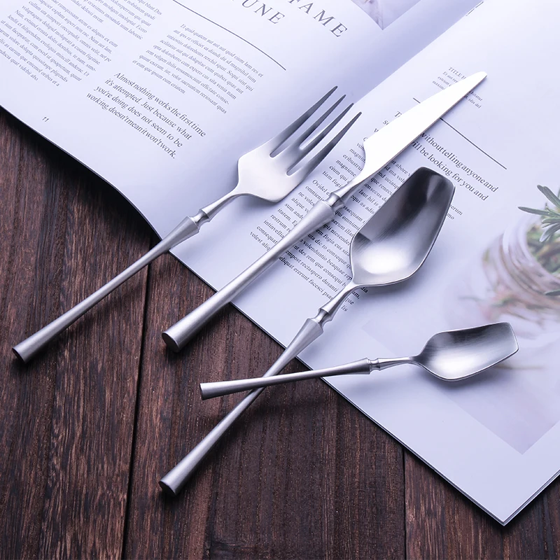 Stainless Steel Cutlery Set Spoon Fork Set Tableware Cutlery Silverware Western Silver Color Dinnerware Set Spoon Kitchen