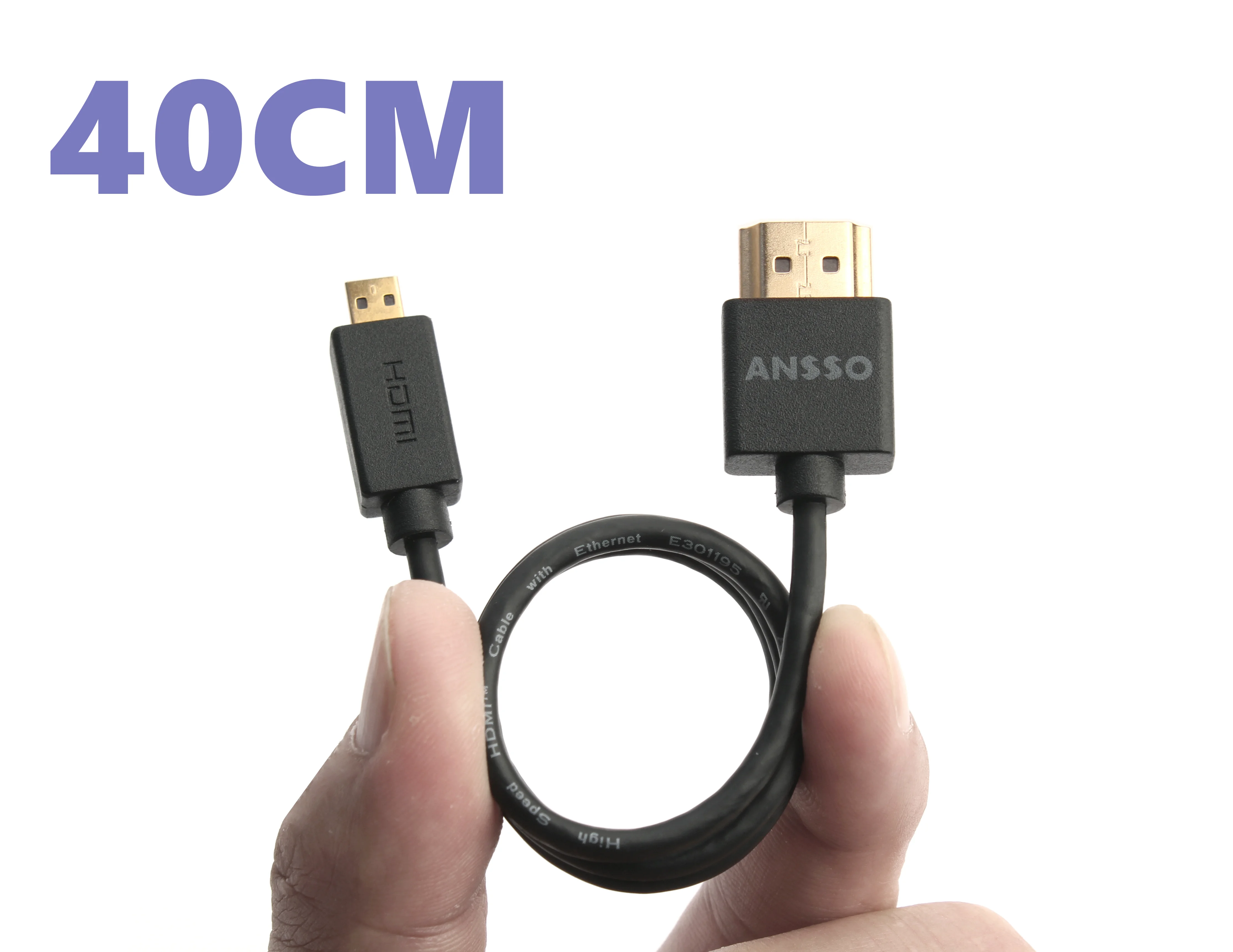 ANSSO-Cable Ultra delgado y superflexible, accesorio compatible con HDMI, 4K60P, Mini Micro Digital, lente única, Reflex, 18gbps, grabadora HDR, 19 + 1