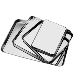 Rectangle Storage Trays Stainless Steel Household Steamed Sausage Dish Fruit Water Bread Pan Kitchen Baking Pastry Shallow Plate