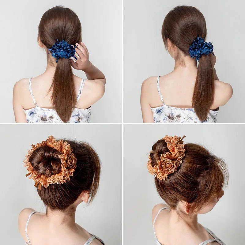 Haargummis Kopf Blume Gummi Gummibänder Pеkuuки Mohamedс Zubehör Para El Cabello Haarschmuck für Frauen – Detail 2