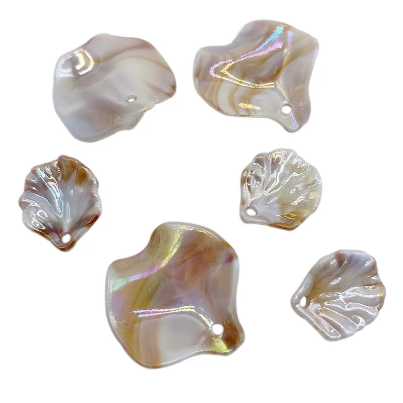 25Pcs Mermaid Color 25*26mm Lotus Leaf Acrylic Pendants Beads For DIY Jewelry Necklace Bracelet Earring  Accessories Making