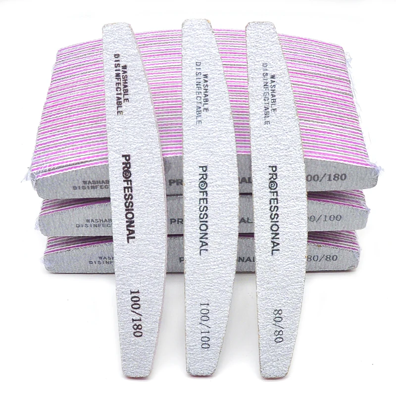 50/25 Stück/Packung Professionelles Nagelfeilen-Set 80/100/180/240 Halbmond-Form Starkes Schleifpapier Langlebige Nagelfeilen Maniküre-Zubehör – Detail 1