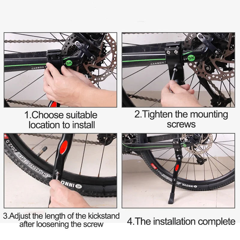 Béquille Arrière VTT Aluminium Réglable 26-36 Cm – Pied D’atterrissage Vélo, Neuf