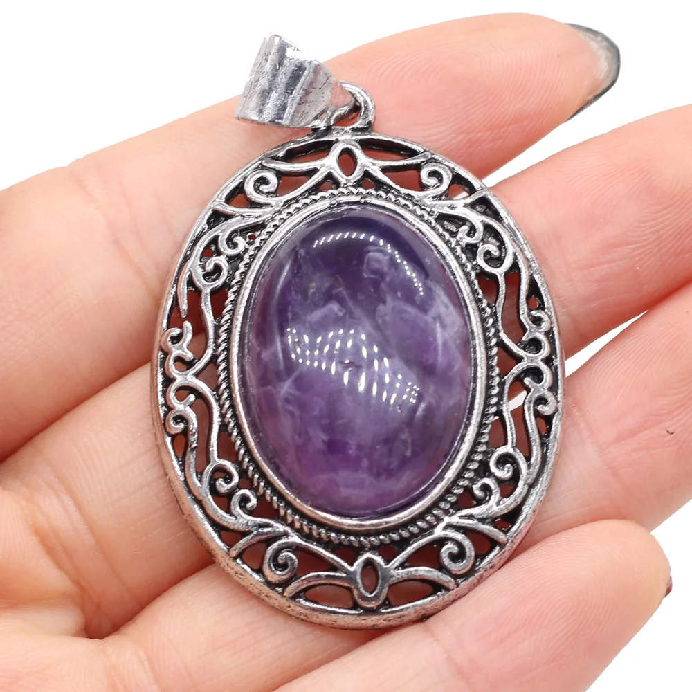 Natural Semi-precious Stone Pendants Lapis lazuli Amethyst Charms for Vintage Necklace Earrings Jewelry Gifts