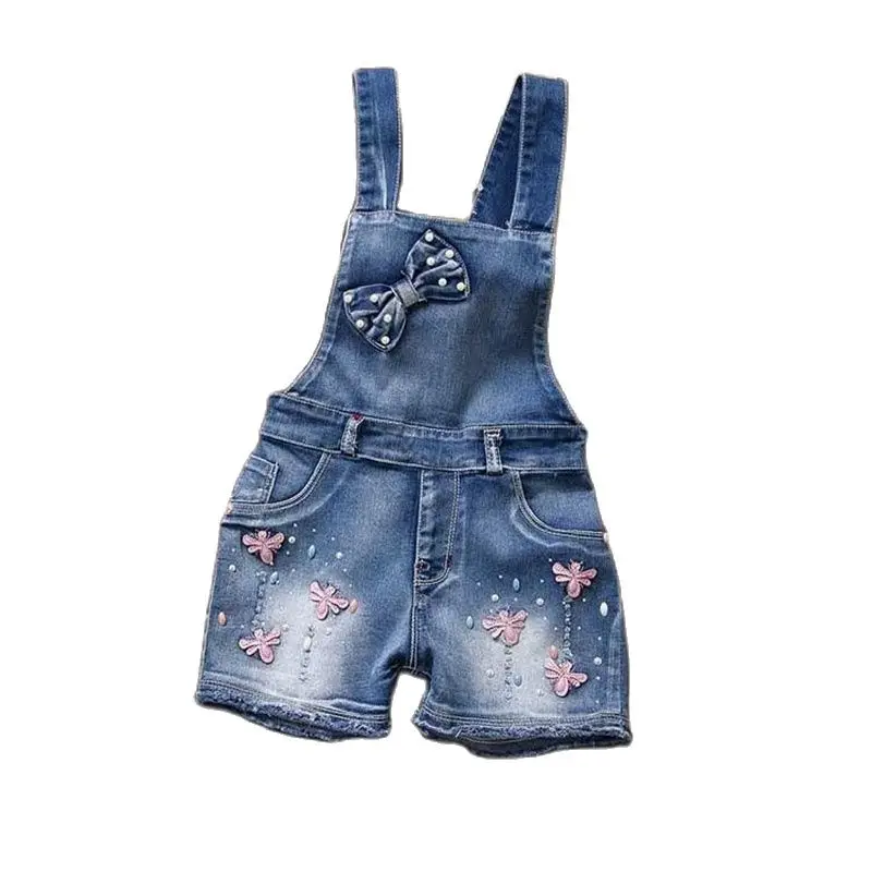 2023 Summer Toddler Teenager Jumpsuits Girls Overalls Denim Shorts Girl Clothes Children Kids Straps Short Pants 1-6Y