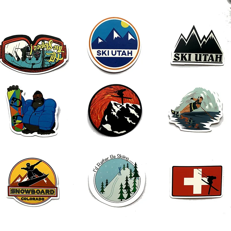 10/30/50Pcs Cartoon Ski Outdoor Stickers Waterproof Decal Laptop Motorcycle Luggage Snowboard Fridge Car Sticker