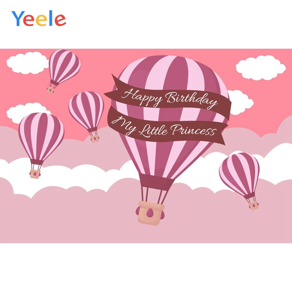 Yeele-베이비 샤워 포토폰 공주 생일 축하 열풍선 구름 사진 배경, 포토 스튜디오용