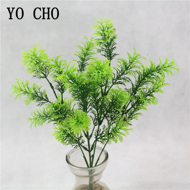 Yo Cho Kunstplanten Plastic Takjes Groen Gras Nep Planten Takjes Bladeren Gras Bloemstuk Wedding Party Home Decor