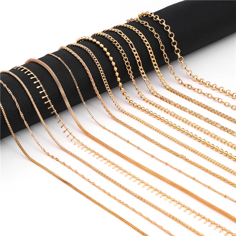 1-5M Gold/Silver Plated Necklace Chain Corn Chain Round Net Chain O-Chain Etc. Necklace Bracelet Diy Handmade Jewelry Accessorie