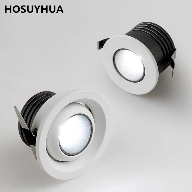 50PCS 3W 5W Mini LED Cabinet Lamp Adjustable Ceiling Recessed Spotlight For Jewelry Display Spot Light 110V 220V