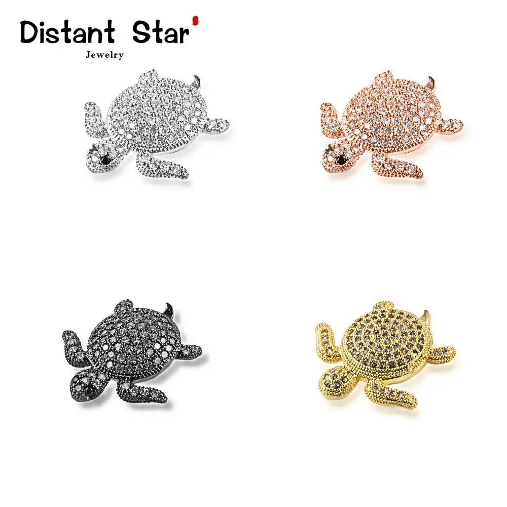 19*19mm Crystal Turtle Exquisite Diy Jewelry Bracelet Making Copper Cubic Zirconia Bracelet Necklace Pendant Accessories Beads