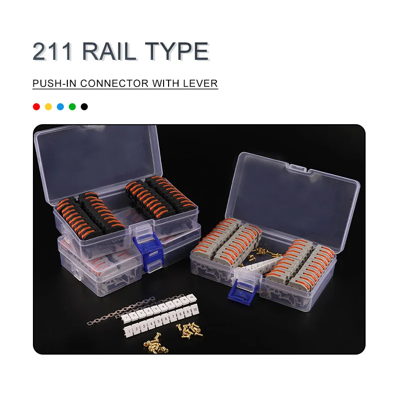 Boxed Din Rail 211 Splicing TYPE Wire Connector Quick Connection Conductor Cable Wiring Terminal Block Instead Of UK Connector