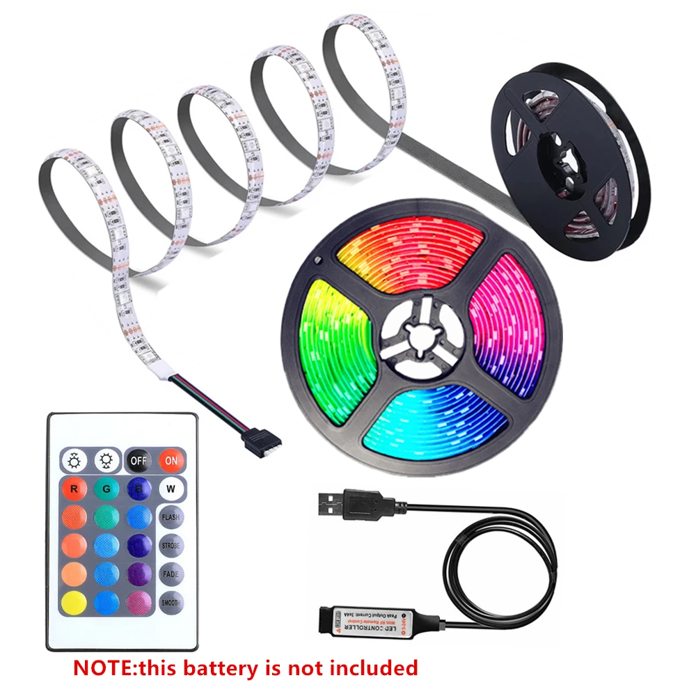 5V USB Backlight LED Strip 1m 2m 3m 4m 5m 5050 RGBW LED Tape DIY Colorful White Black PCB 2835 RGB Tape Bedroom Decoration TV