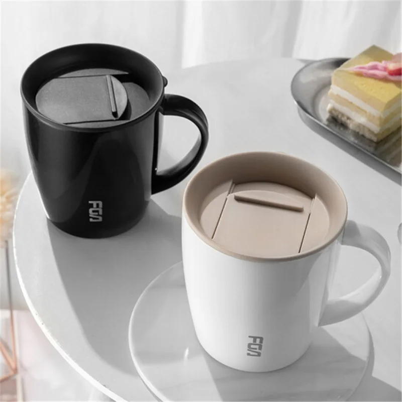 Resin Stainless Steel Coffee Cup Office Mug Portable Lid Creative Insulation Water Bottle Fashion Car Household Saliva Bottle