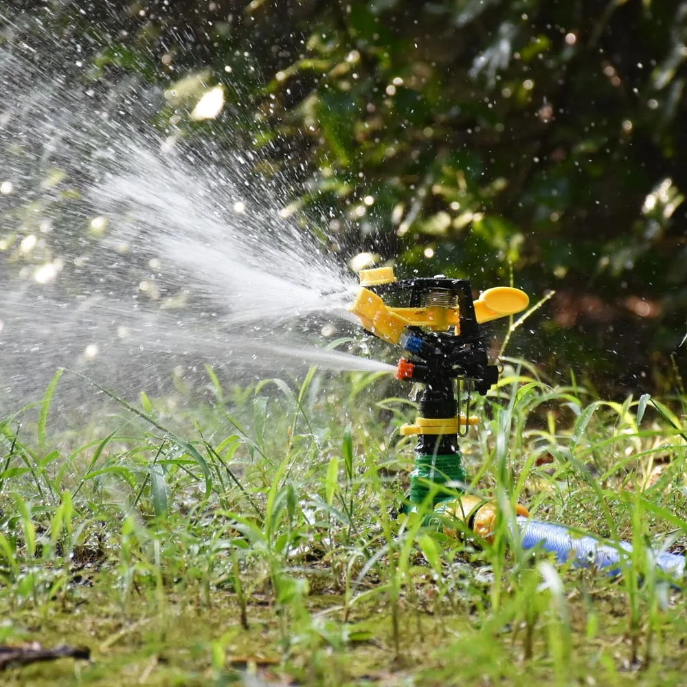 Irrigation Double Outlet Rocker Nozzle With Support 360 Degrees Rotary Jet Nozzle Garden Farm Sprinklers 1Pcs