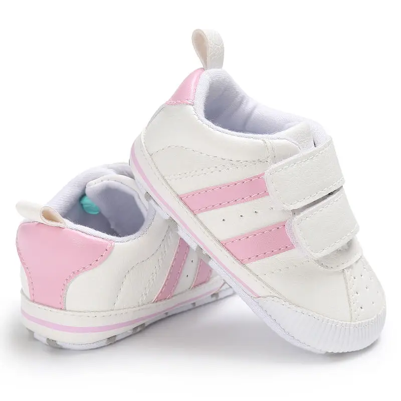 Zapatos para bebé recién nacido, niño y niña, zapatillas de cuna a rayas, suela suave, gancho, bucle, Prewalker, 0-18 meses