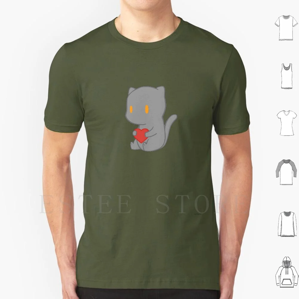 Polly T Shirt Men Cotton 6xl Cat Polly Gray Cat Heart Cat With Heart Kawaii Kawaii Cat