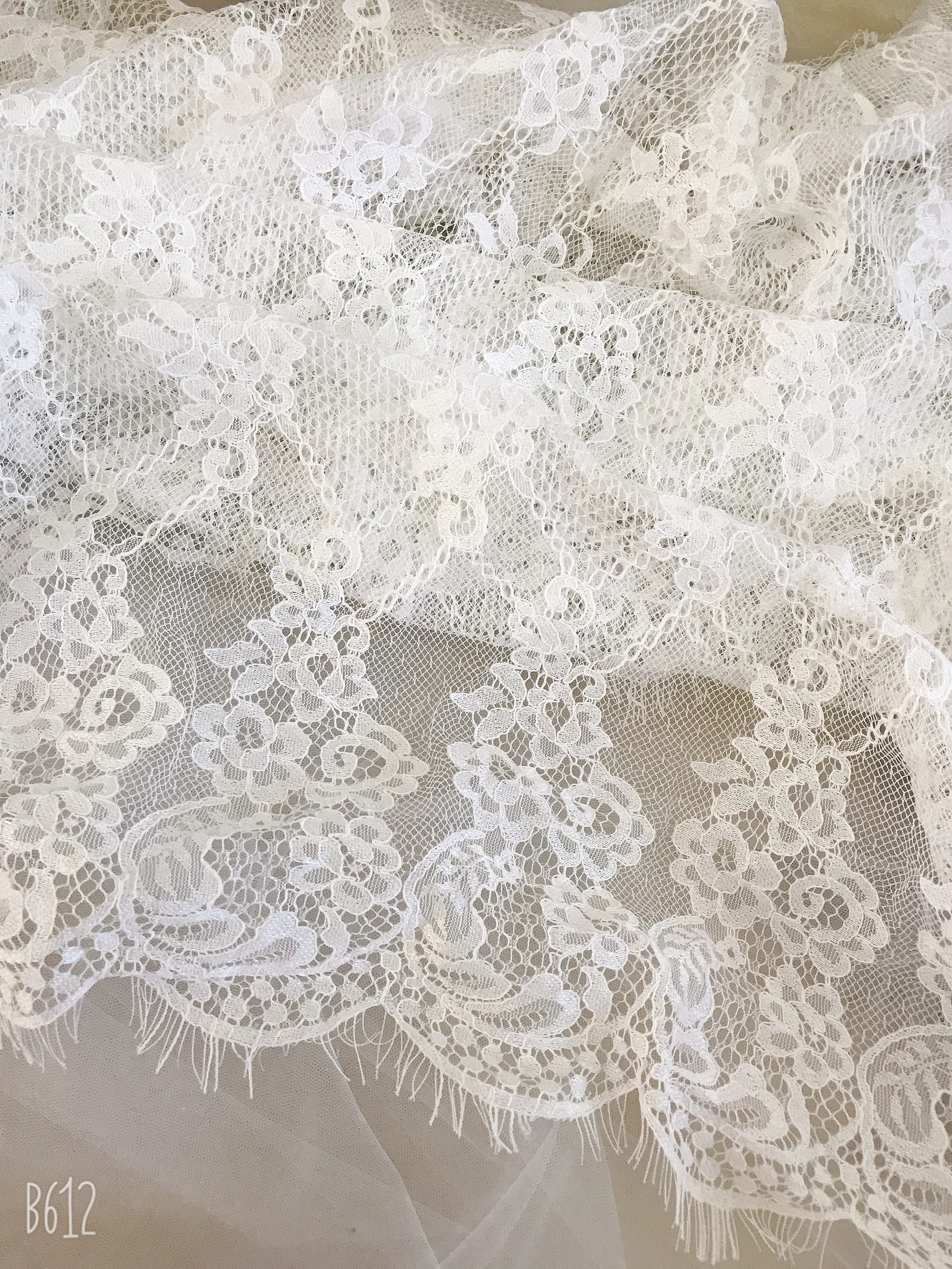 

3 yard Off White Chantilly Lace French Wedding Dress Lace Fabric for Bridal Veil Dressing Gown