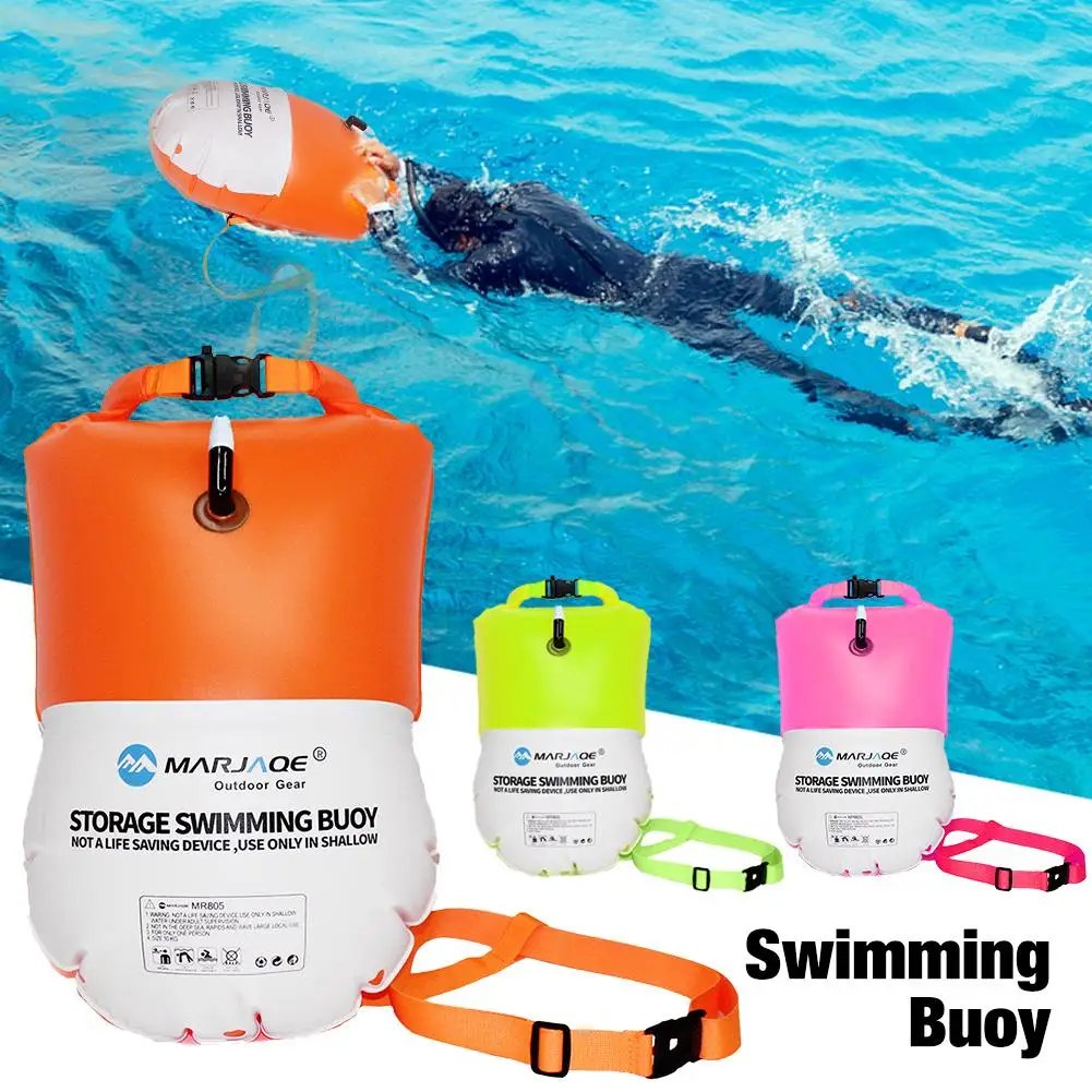 20L Waterproof Swimming Buoy With Dry Bag Multifunctional Inflatable Good Visibility Swimming Buoy For Water Sports Lovers