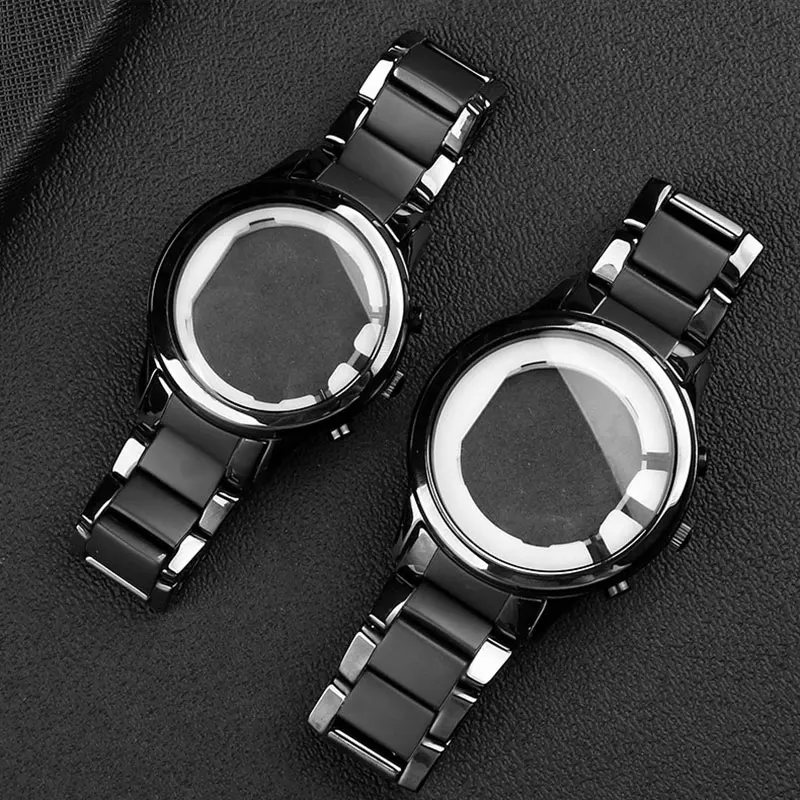 Ceramic watchband for Armani ceramic watch AR1451 AR1452 AR70002 AR1400 AR1410 AR1440 strap Case 22mm wristband Butterfly button