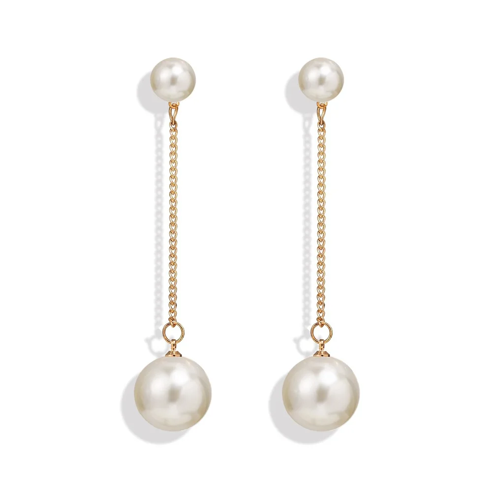 Big Simulated Pearl Long pearl  clip on earrings Without Piercing for Women Wedding Party Ear Clips Gift