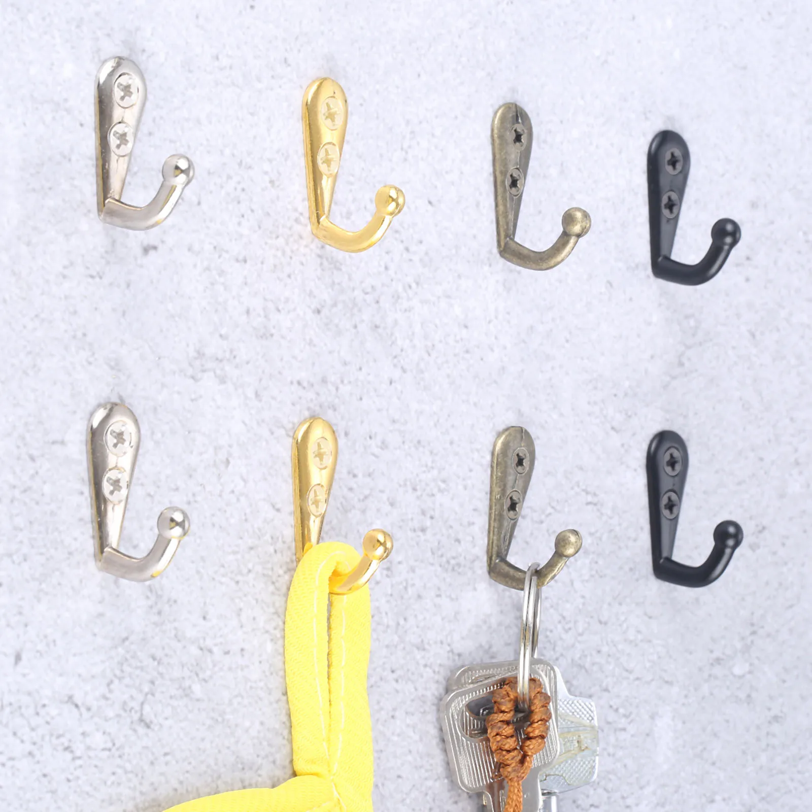 5sets Hooks Wall Mounted Hanger w/screws Black/Gold/Silver/Antique bronze Coat/Key/Bag/Towel/Hat Holder Decor Bathroom Kitchen