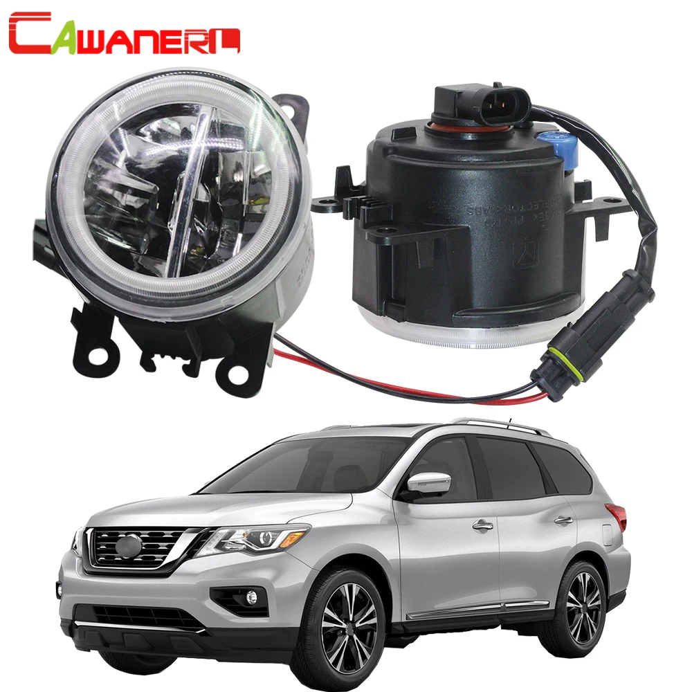 Cawanerl 2 Pieces Car 4000LM LED Bulb Fog Light + Angel Eye DRL 12V For Nissan Pathfinder Closed Off-Road Vehicle R51 2005-2012