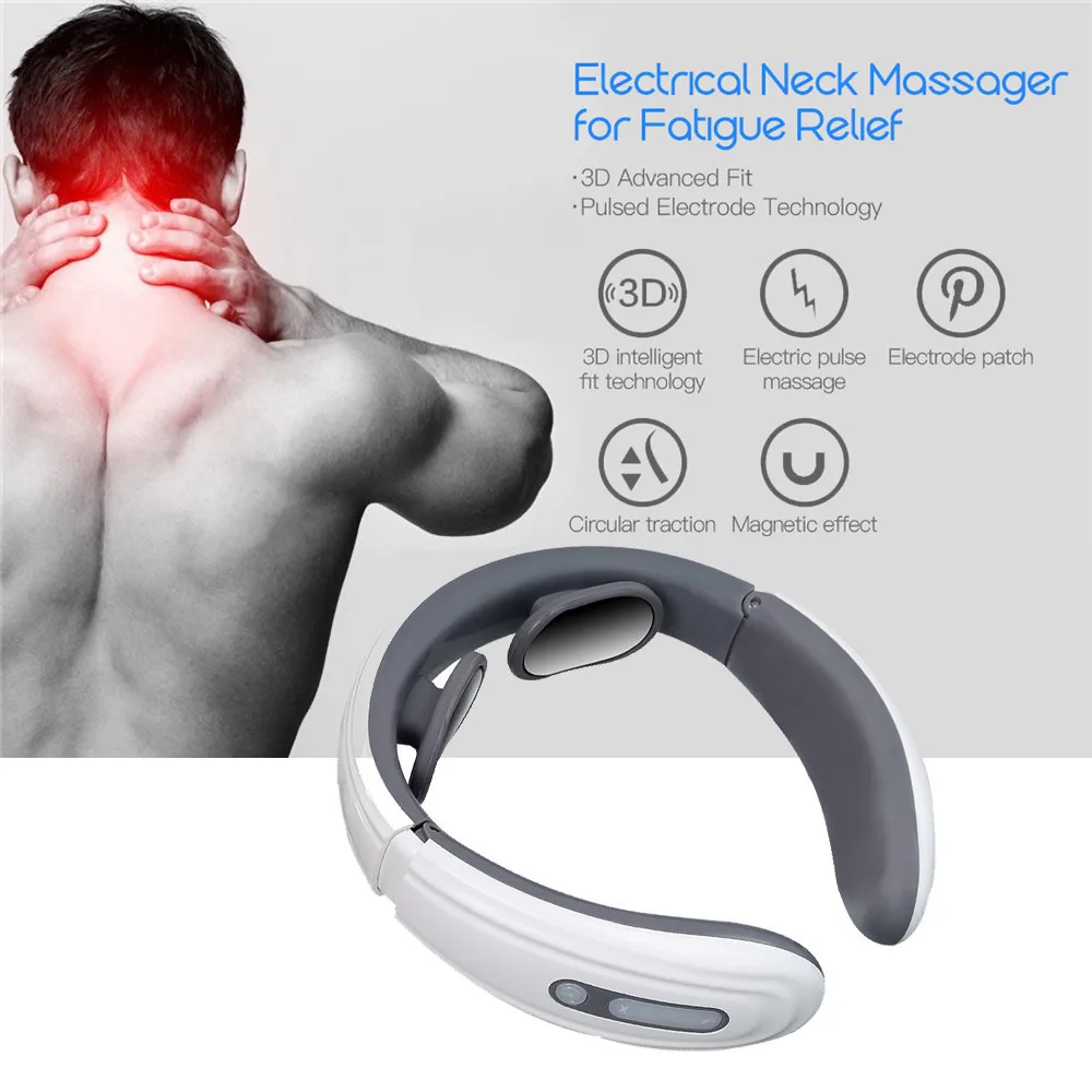 Ems Electric Neck Massager 6-Mode 9-Speed Heat Massager Muscle Relaxation Neck Massager Tool Relax Cervical Relief Pain