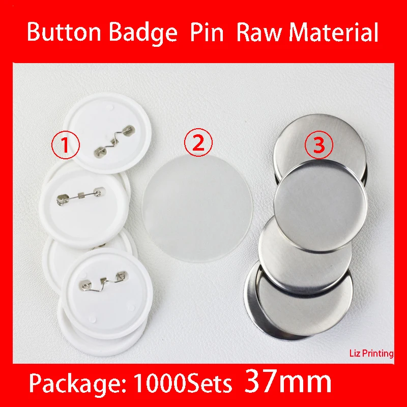 37mm Button Badge Pin Raw Material Pin button badge supplies parts 1000Sets/Carton