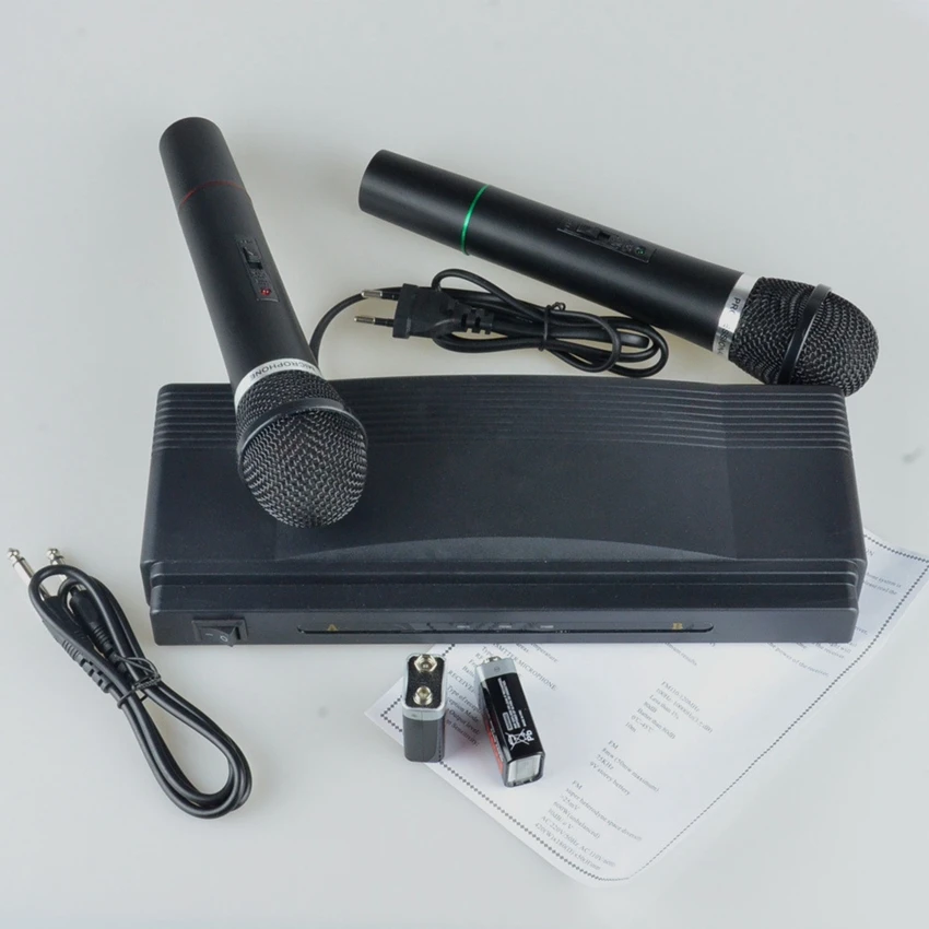 Đa Năng Micro Không Dây 2 Trong 1 VHF Nhận Mic Cầm Tay Đen