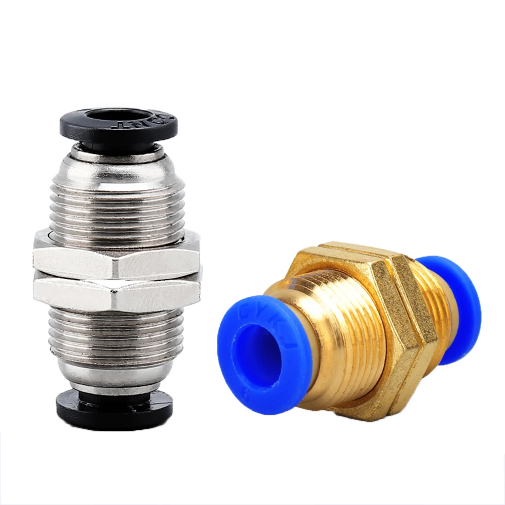 PM straight pneumatic quick connector 4MM-16MM hose one-button air connector copper partition