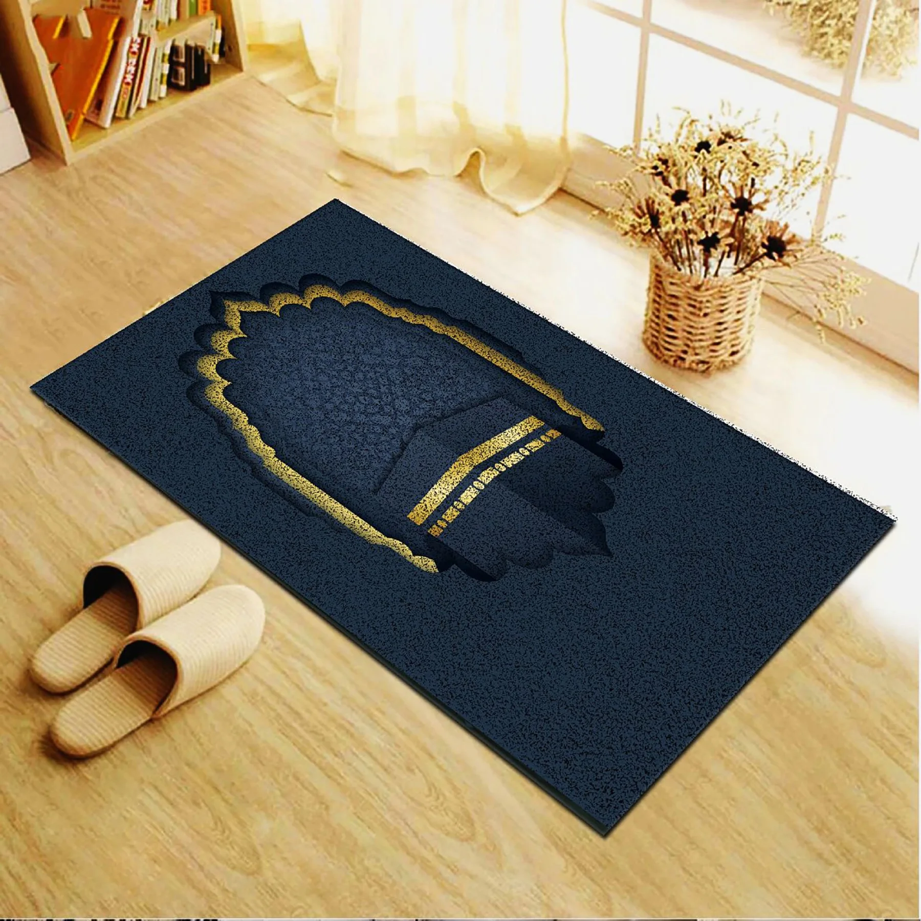 Eid Mubarak Slip-Resistant Outsole, Thick and Soft Prayer Mat, Prayer rug, boxed Gift Yasin prayer carpet rosary set