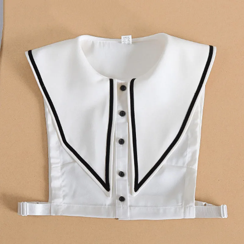 Solapa grande Vintage blanco Collar falso mujeres Collar desmontable cuello falso mujer extraíble Dickie media camisa mujer Faux Col