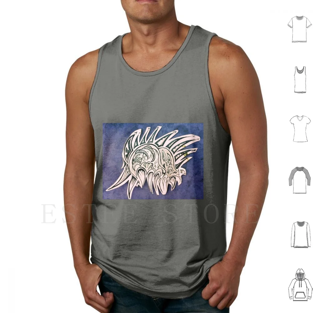 Brain Tooth ( Blu ) Tank Tops Vest Brain Tooth Tribal Pop Blue Cool Sharp Teeth Spikes