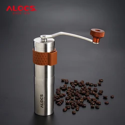 Alocs CW-K17 Travel Manual Coffee Grinder Maker Conical Burr Mill With Adjustable Setting Portable Hand Crank Coffee Grinder