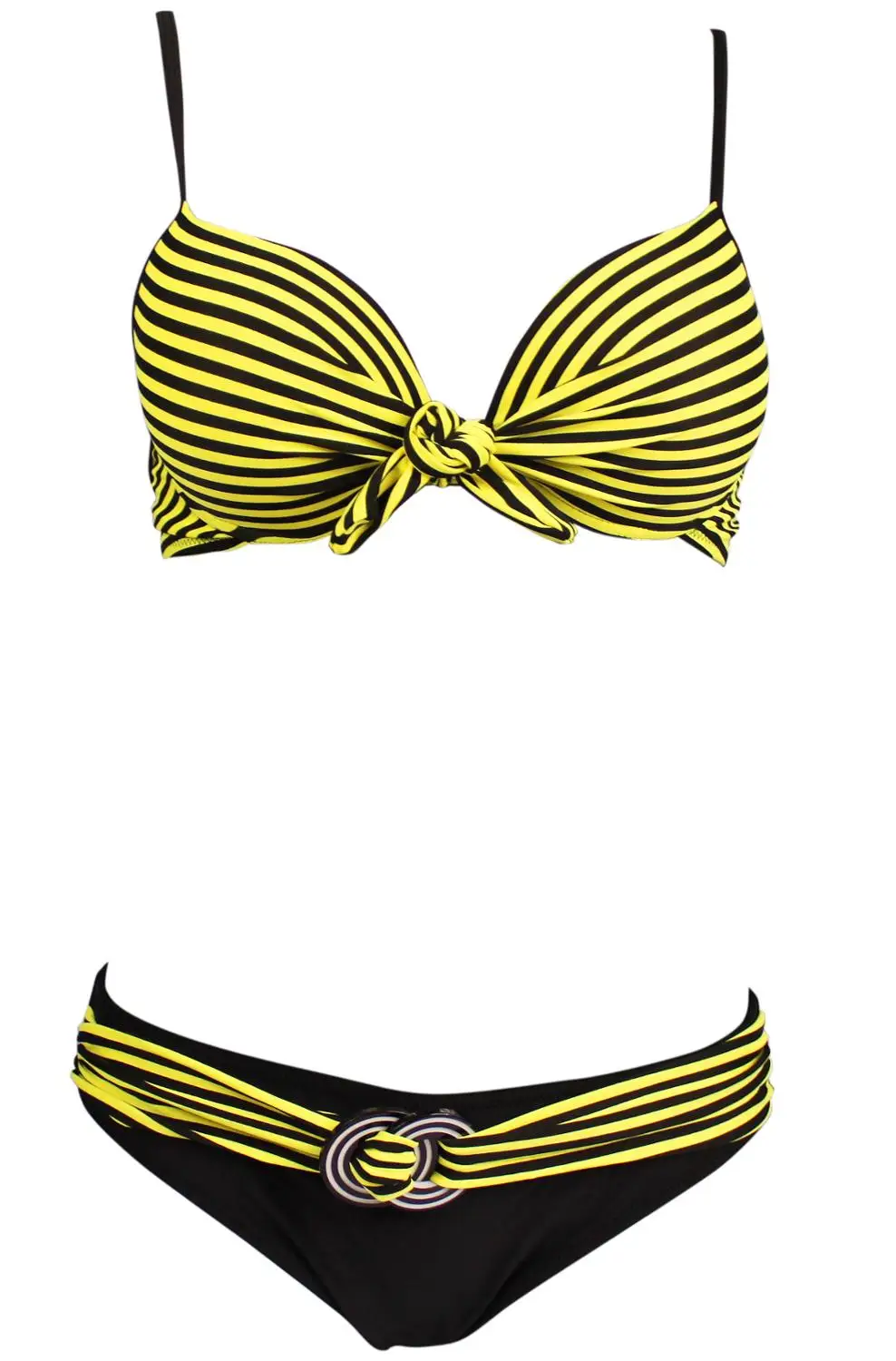 Free shipping Sexy hot New yellow stripe padded Underwire ladies bikini swimwear SWIMSUIT size M L XL shipping within 24hs