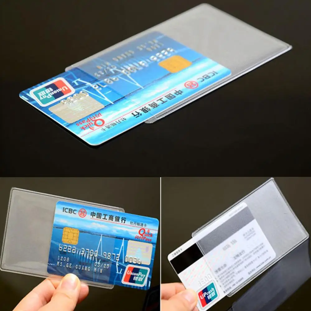 10pcs Clear Protect ID Card Business Card Cover PVC Transparent Credit Card Holder