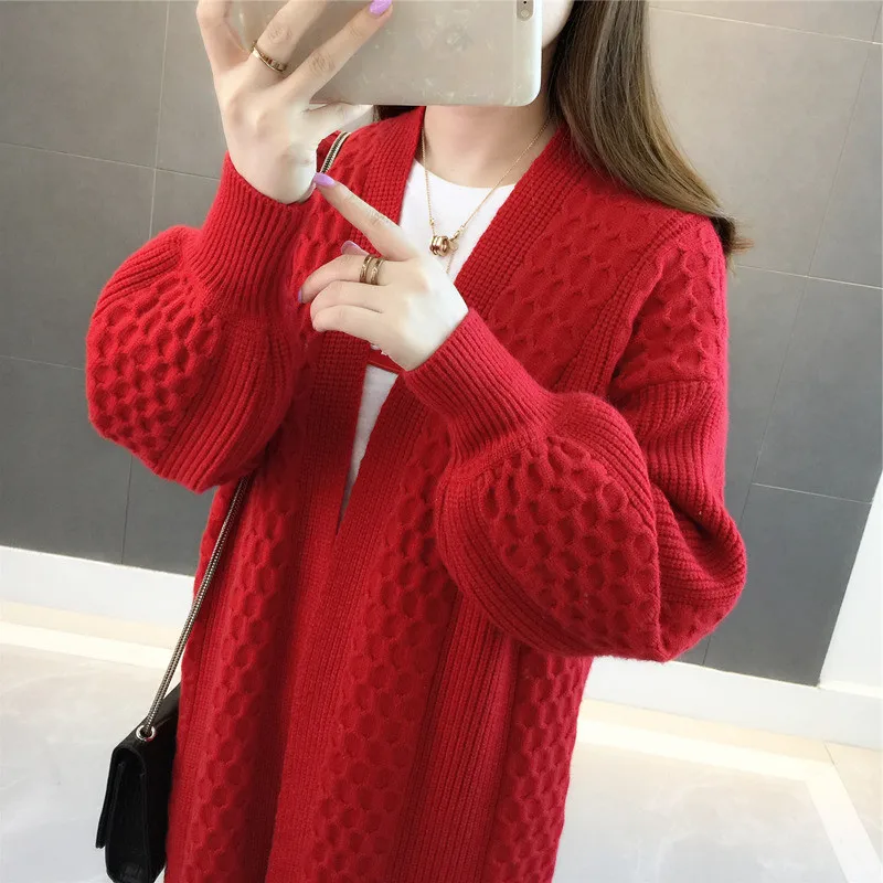 Women Long Cardigan Sweater Top Long Sleeve loose knitting cardigan sweater Women Knitted Female Cardigan for Girl NS4452