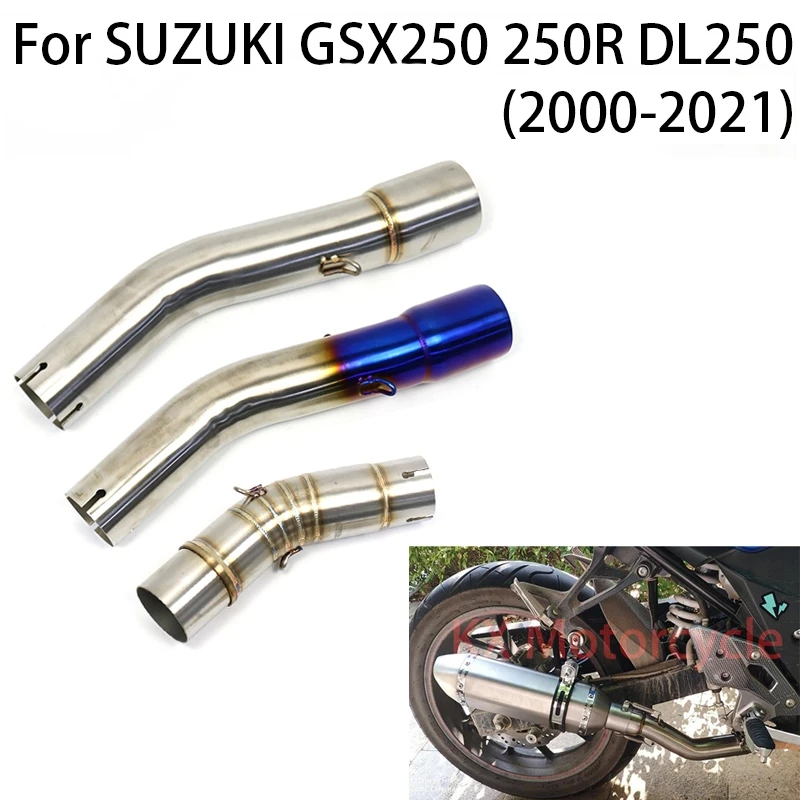 

For SUZUKI GSX250R GSX250 DL250 Motorcycle Exhaust Middle Mid Link Pipe Muffler Tube Motocross Stainless steel