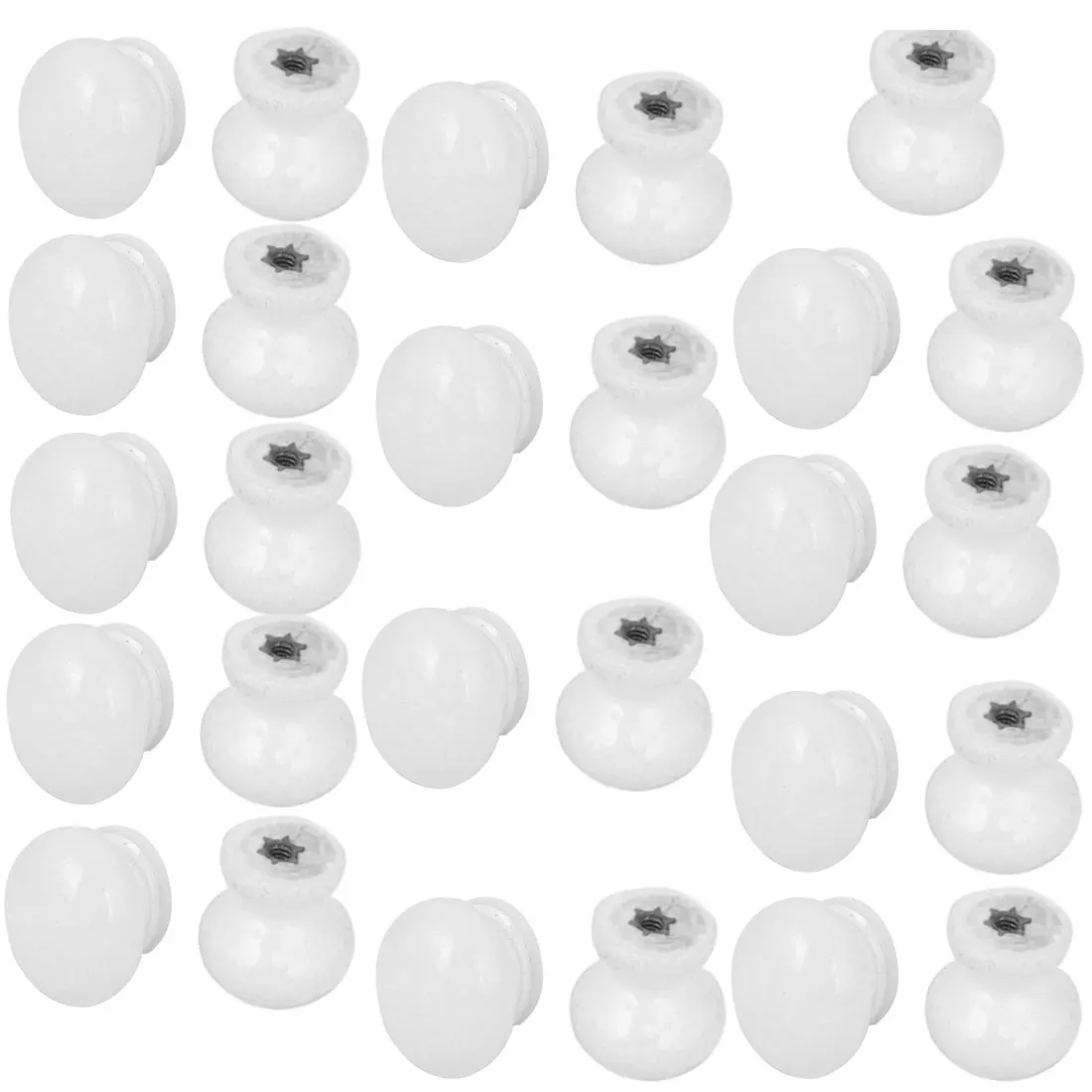 uxcell 25pcs Pre-drilled Wooden Door Drawer Cupboard Knobs Handles 24x21mm White