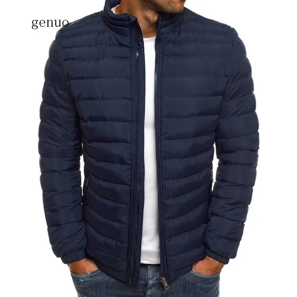 Giacche e cappotti da uomo tinta unita moda semplice inverno azzurro abbigliamento per ragazzi manica lunga Parka uomo sciolto Top sportivo caldo