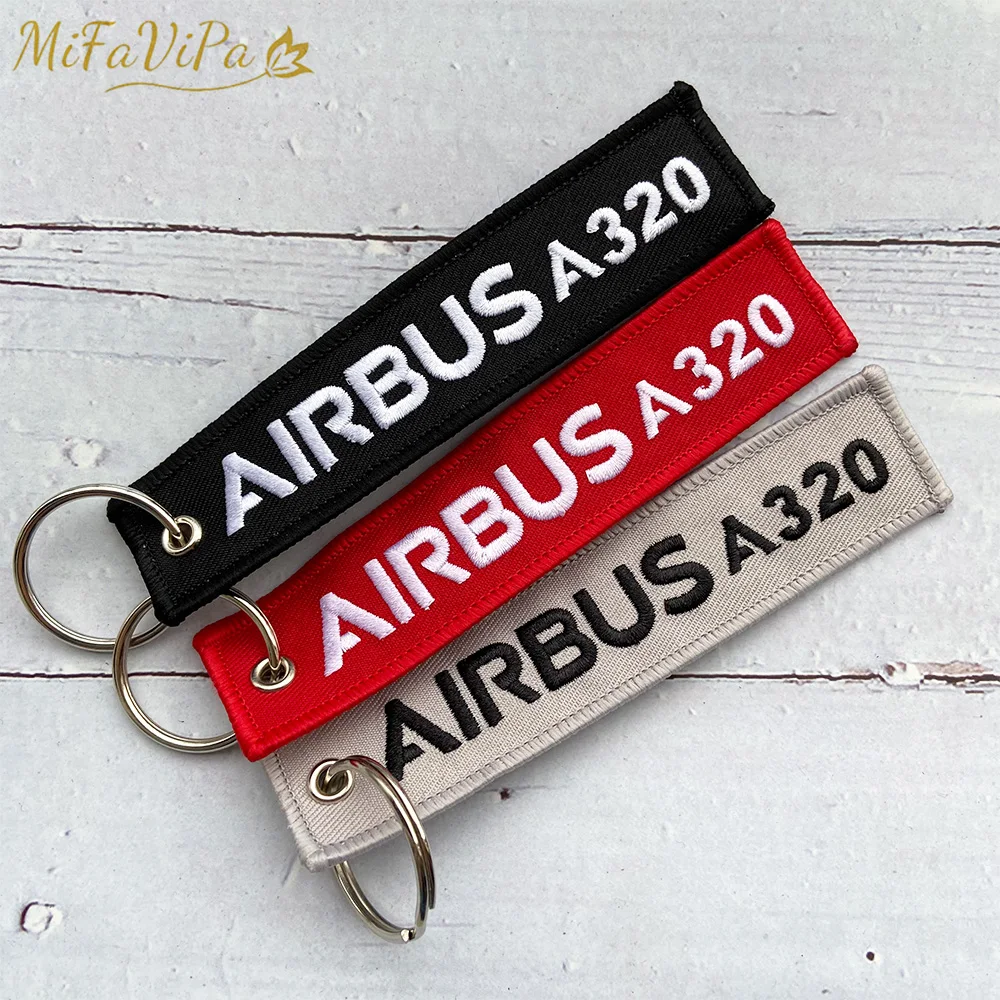 3 PCS Red Grey Black Airbus A320 Fashion Trinket Keychain Embroidery Aviation Llavero for Men Flight Crew Gift Sleutelhanger